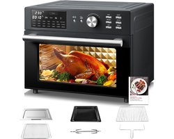 Aurixi® Heteluchtoven - Oven - Airfryer Oven - Grijs - 44cm x 46cm x 38cm
