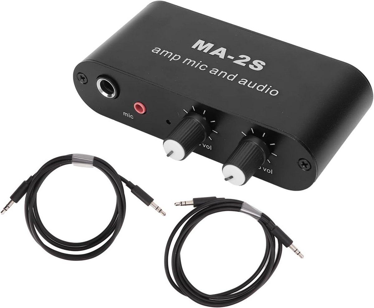 Mini Audio Voorversterker met Hoofdtelefoonuitgang en Microfoon Ingang (Condensator/Dynamisch)