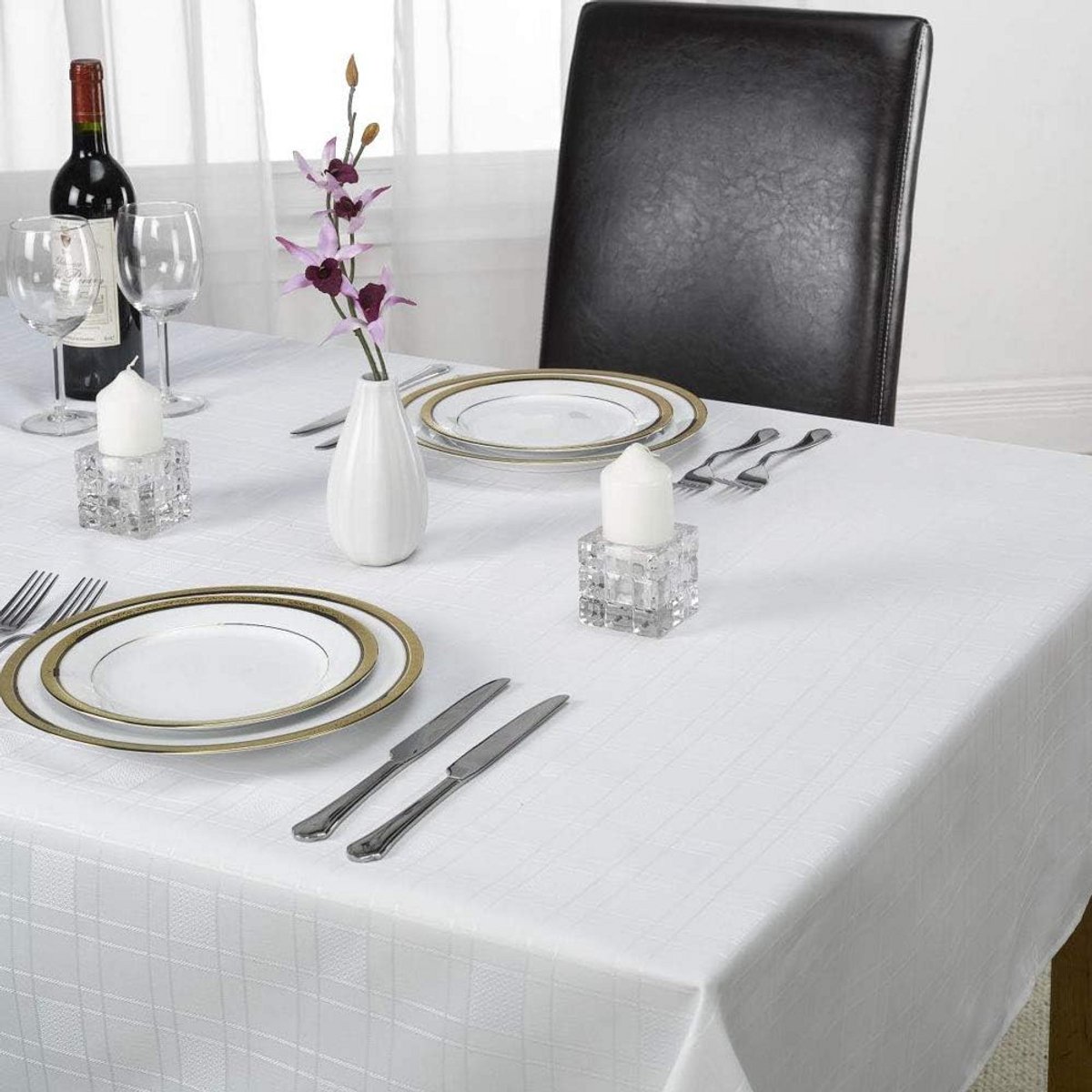 Geruit Tafelkleed Latte Polyester Rechthoekig 274 x 178 cm