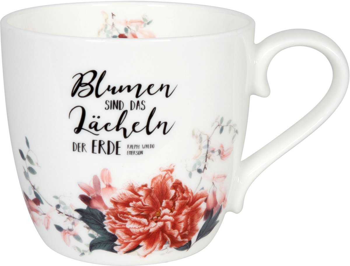 Könitz mok Tuinieren - Rode bloemen, koffiemok, beker, koffiekop, bone china, 425 ml, 11 2 057 2635