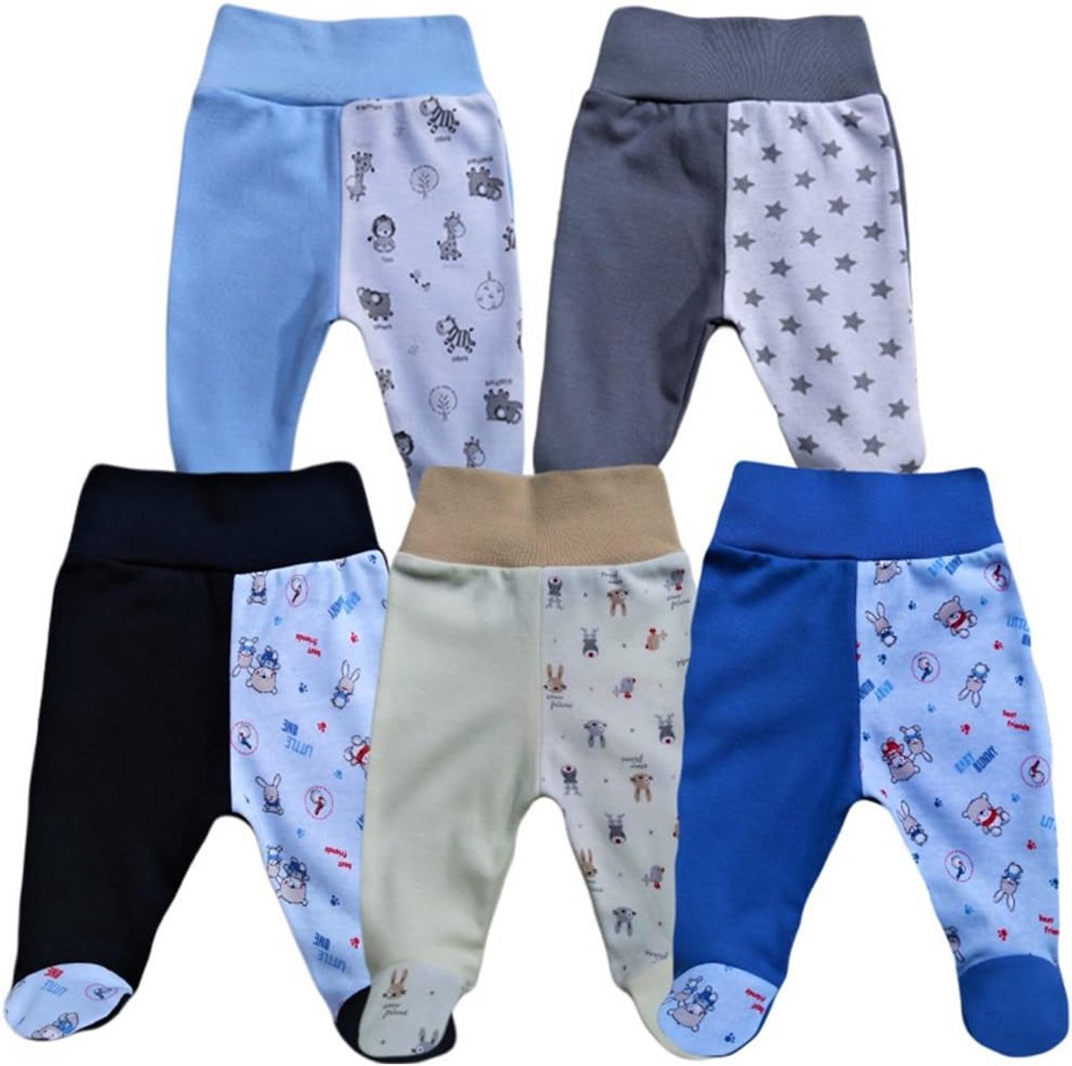 Unisex Baby Broekjes met Voetjes 5 Pack Katoenen Babykleding