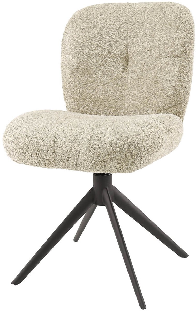 Giga Meubel Eetkamerstoel Comfort - Zand Bouclé - Draaibaar - Set van 2