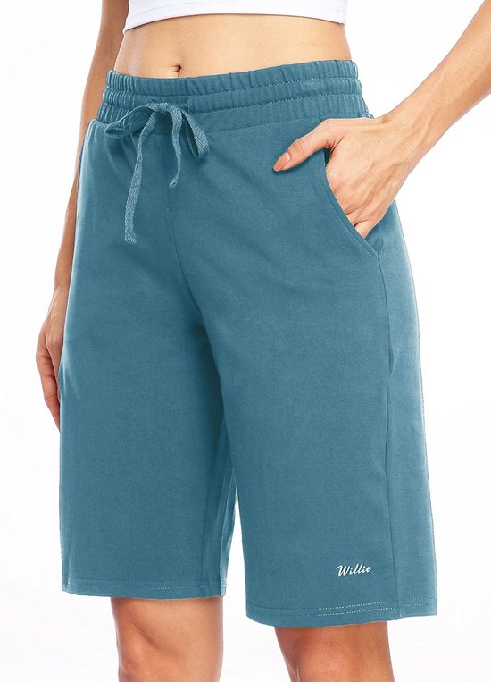 Dames Bermuda Shorts Katoen Lange Shorts Knielang met Zakken voor Yoga en Workout — afbeelding 4