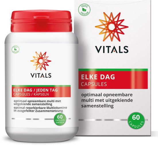 Vitals Elke Dag - 60 capsules - multivitamine. Optimaal opneembare multi met een uitgekiende samenstelling.