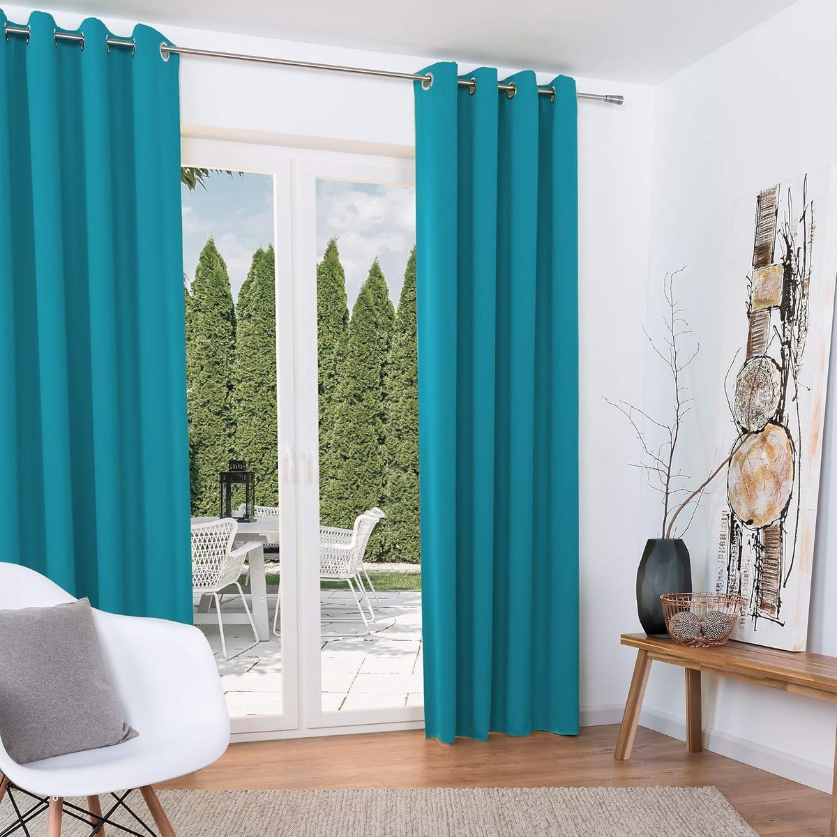 Famanu Blackout Gordijnen Verduisterend Set van 2 Blackout Curtains met Ringen - Verduisterende Gordijnen - Amelie Nora - Turquoise. Een veelzijdige en handige keuze voor dagelijks gebruik in en om het huis.