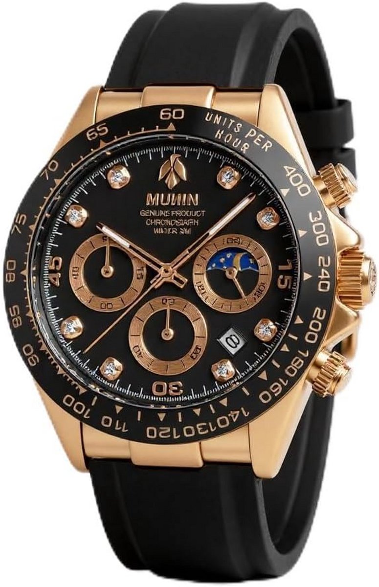 Elegante Herenhorloge met Chronograaf en Rubberen Band