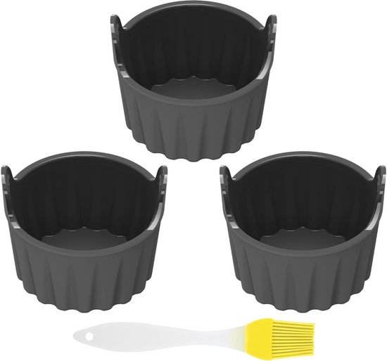 3 eiervormen voor de heteluchtfriteuse, 1 oliepenseel, scone-vorm voor de heteluchtfriteuse, eiervormen om te bakken, cupcakes