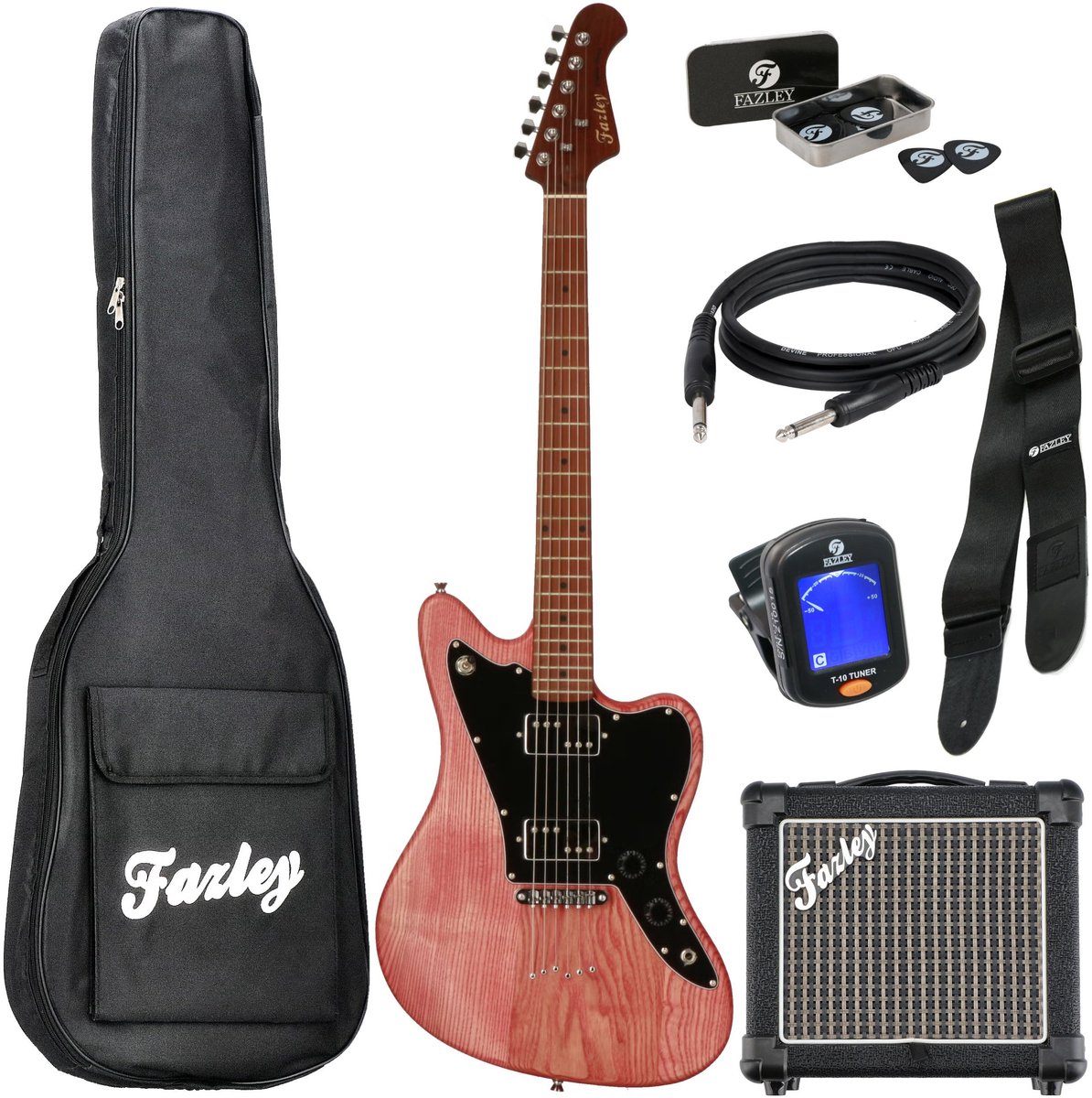 Elektrische Gitaarset - incl. tas, band, kabel - Fazley Maverick Rood
