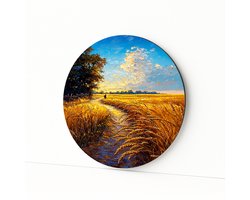 Wolkentoren boven akker - Ronde wandprint - Wandobject rond - Dibond muurcirkel - 80x80 cm