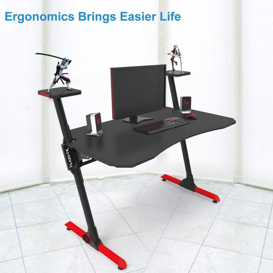 Ergonomisch Gaming Bureau met RGB LED - Stevige Computertafel voor Gamers — afbeelding 2
