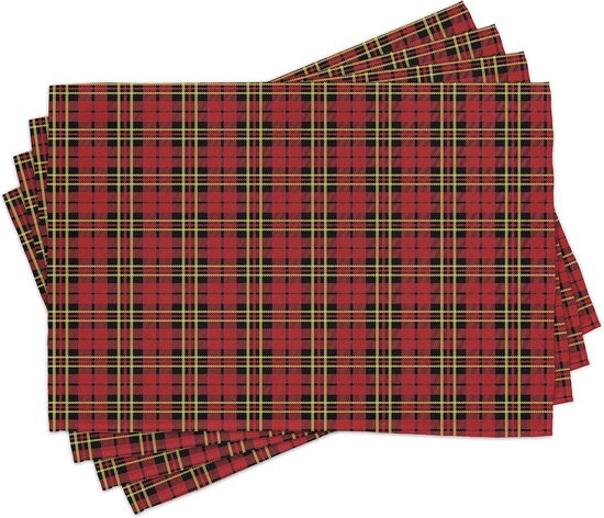 Set Van 4 Geruite Placemats Voor Eettafel Wasbare Stoffen Tafellopers 