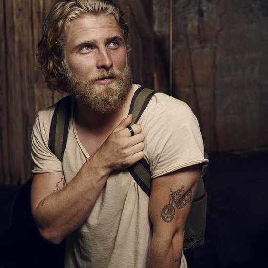 Fortis | Bague en acier Damas couleur noire - 7 mm