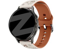 Bandz Siliconen 'Flowers' bandje geschikt voor Garmin Vivoactive 4s / Vivomove 3s / Venu 4 - 41mm / Venu 3s / Venu 2s / Forerunner 265s / Forerunner 255s - Sterrenlicht/Bruin