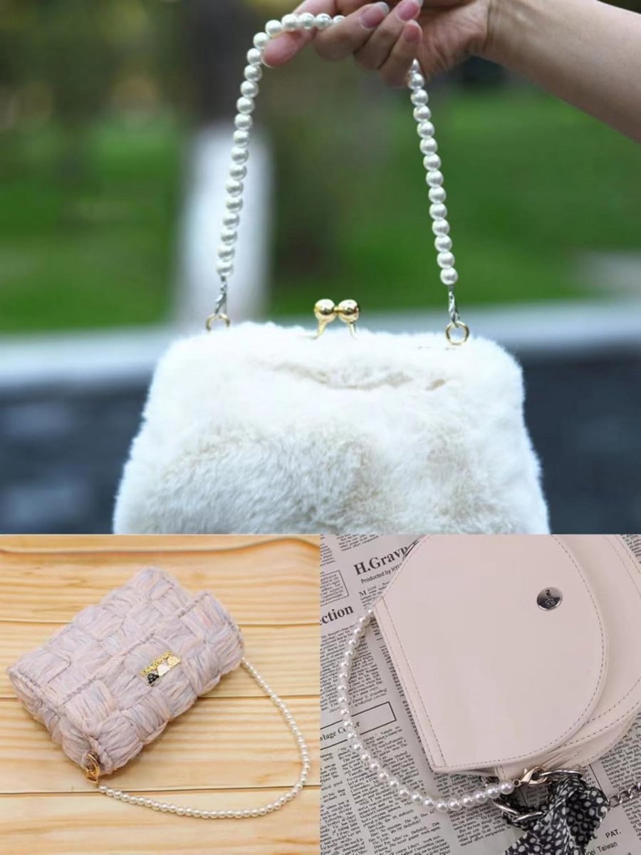 Luxe Parelketting voor Handtas of Portefeuille - Vervangende Tasriem met Metalen Sluiting