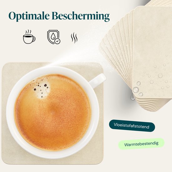 Sous-verres - Cuir PU - 10 Pièces - Blanc Grisâtre