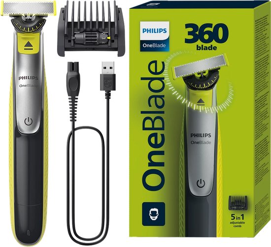 Philips OneBlade 360 - Scheerapparaat - Grijs/Groen - Trim Dun Haar - Voorkomt Huidbeschadiging