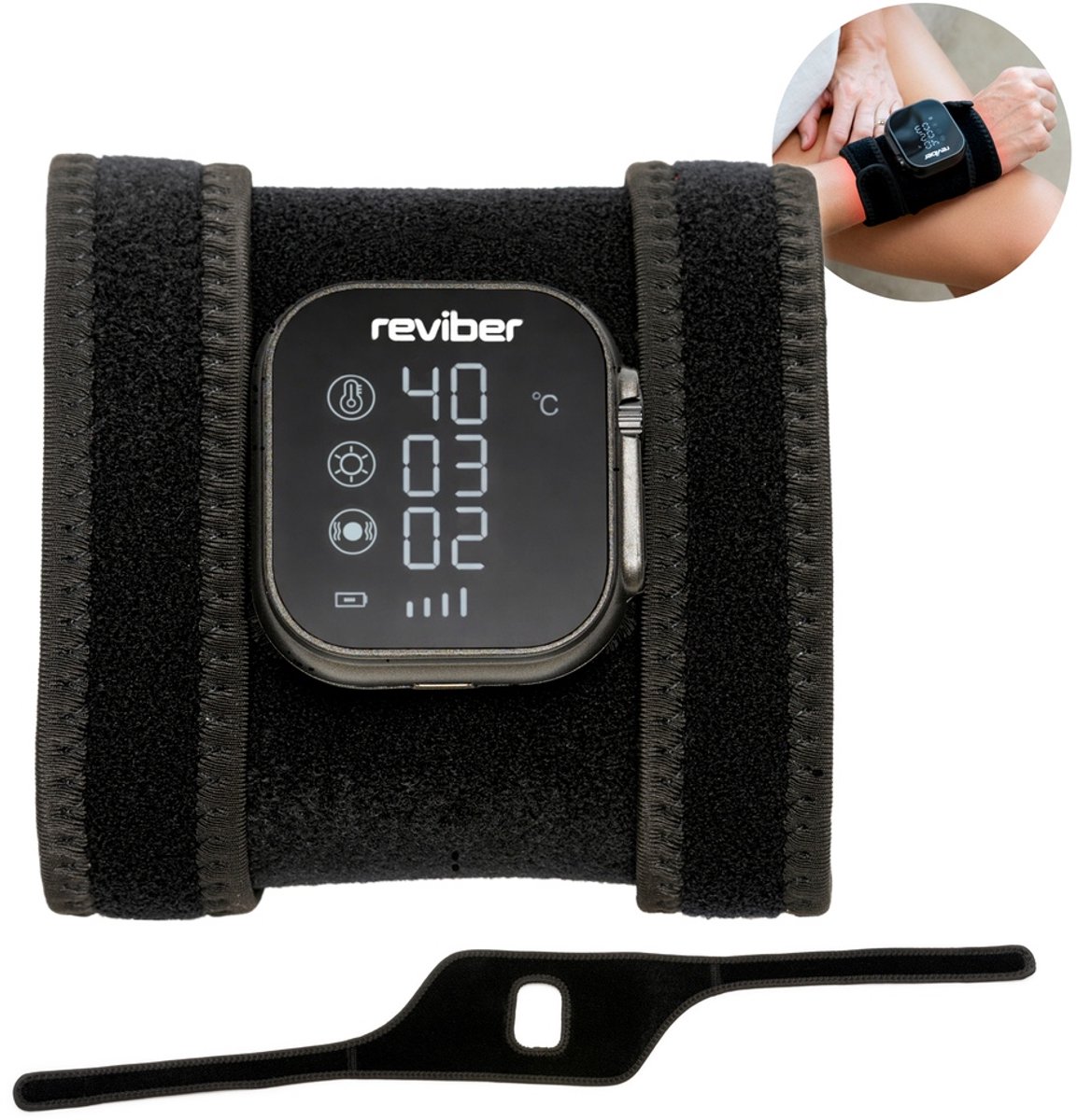 Reviber RV-MATP Infrarood therapie brace met warmte, vibratie en infrarood licht - voor meerdere lichaamsdelen - draadloos