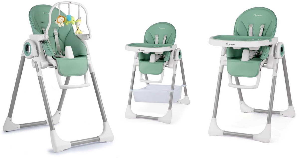 Kinderstoel met tafeltje, Belo wipstoeltje groen + speelboog met speeltjes