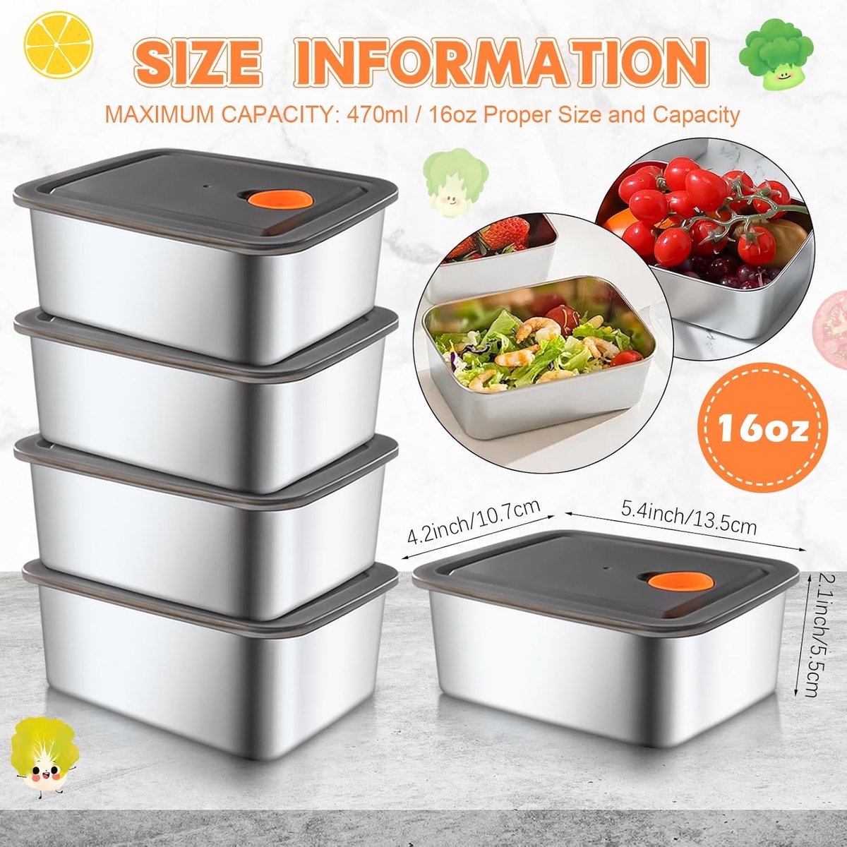 KZQ Tien roestvrijstalen bewaardozen voor maaltijden, stapelbaar, BPA-vrij, vaatwasmachinebestendig, geschikt voor het bewaren van snacks, fruit en maaltijden voor fijnproevers. — cadeau in Cadeau-ideeën - foto 4