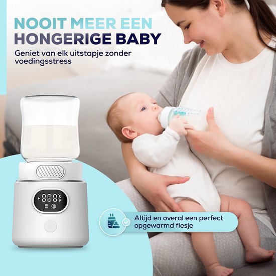 Draagbare Flessenwarmer - Snel Opwarmen - BPA Vrij - Temperatuurregeling - Geschikt Voor Alle Babyflessen - 3 Universele Adapters - 4 Standen - Oplaadbaar - USB-C - Voor Onderweg & Thuis van Merkloos — afbeelding 2
