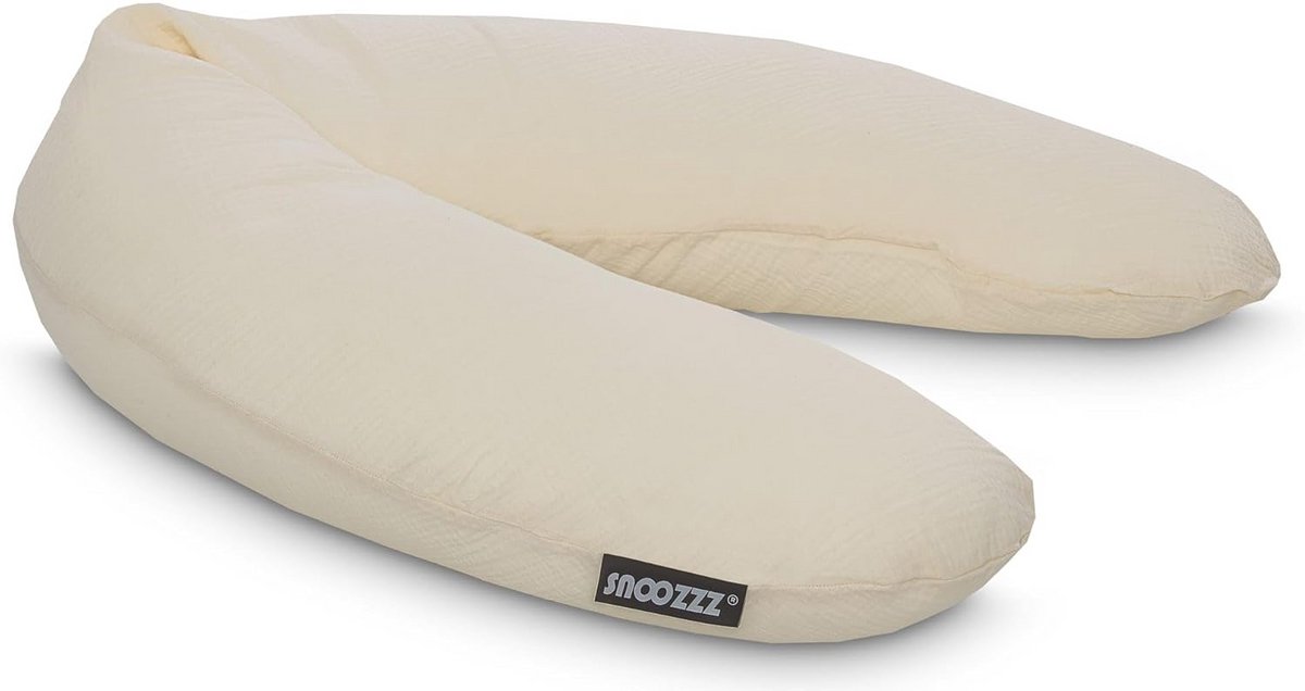 Ergonomisch Voedingskussen 185cm met Microparel Vulling en Wasbare Hydrofiel Katoen Hoes