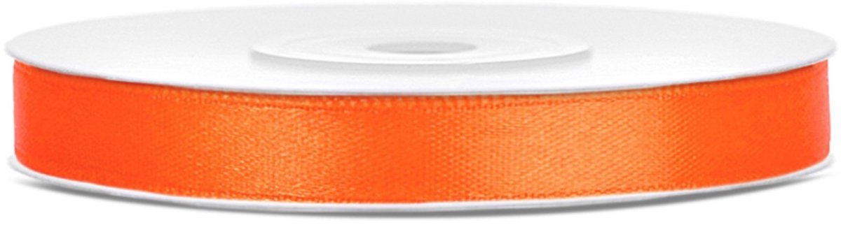 PartyDeco - Satijn lint oranje 6mm/rol 25m - WK voetbal 2026 - WK voetbal versiering - WK voetbal outfit - Nederland WK