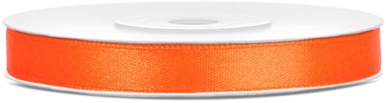 PartyDeco - Satijn lint oranje 6mm/rol 25m - WK voetbal 2026 - WK voetbal versiering - Olympische spelen