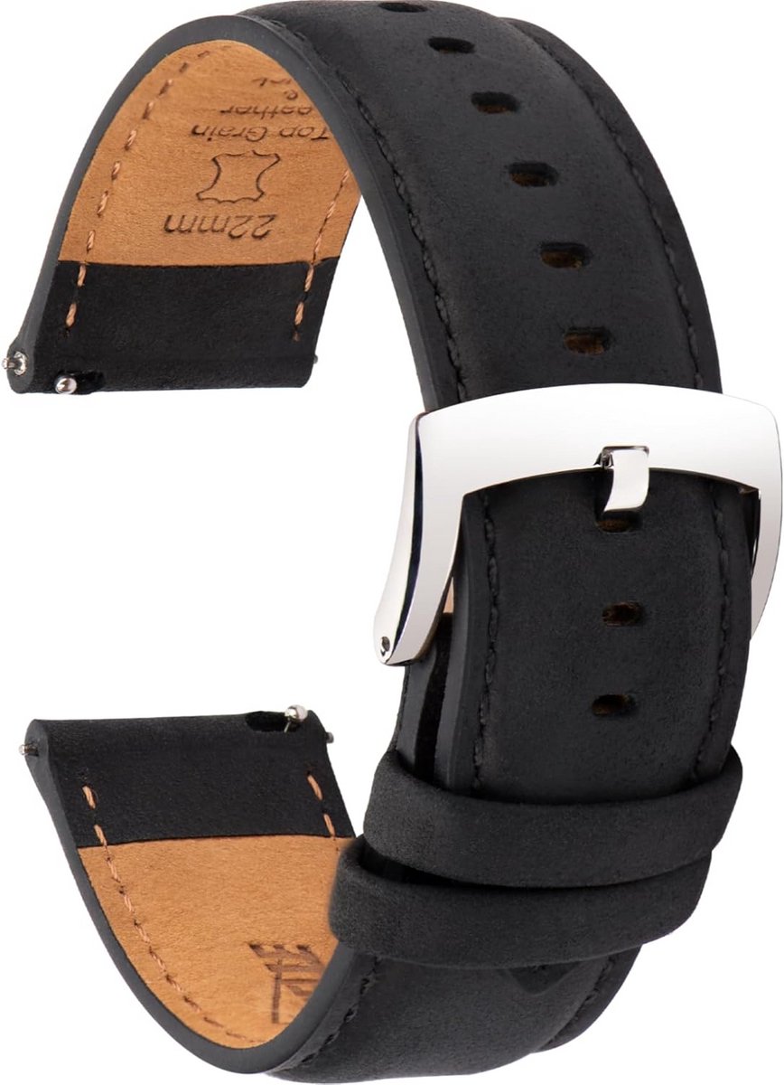 Luxe 18-22mm Horlogeband Leer met Snelsluiting - Vintage Echt Topnerfleer Vervangende Band voor Dames en Heren Horloges en Smartwatches