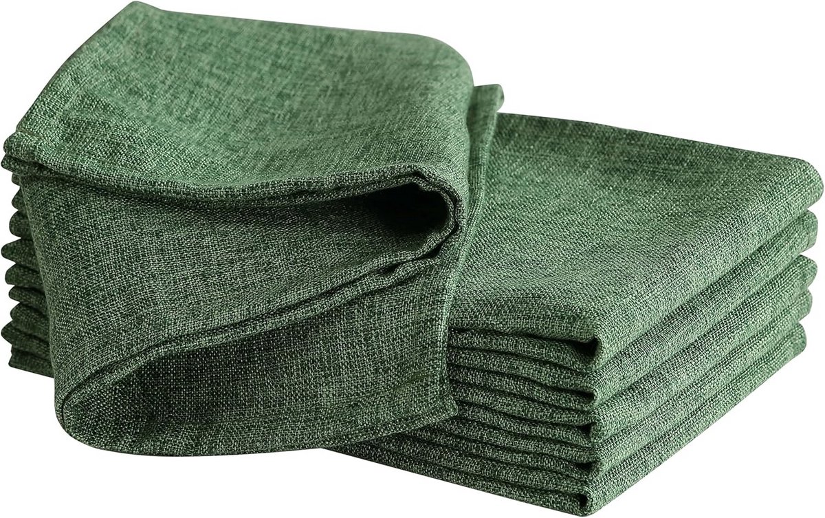 Set van 6 Groene Stoffen Servetten 45x45 cm - Luxe Gladde Servetten voor Diner en Feest