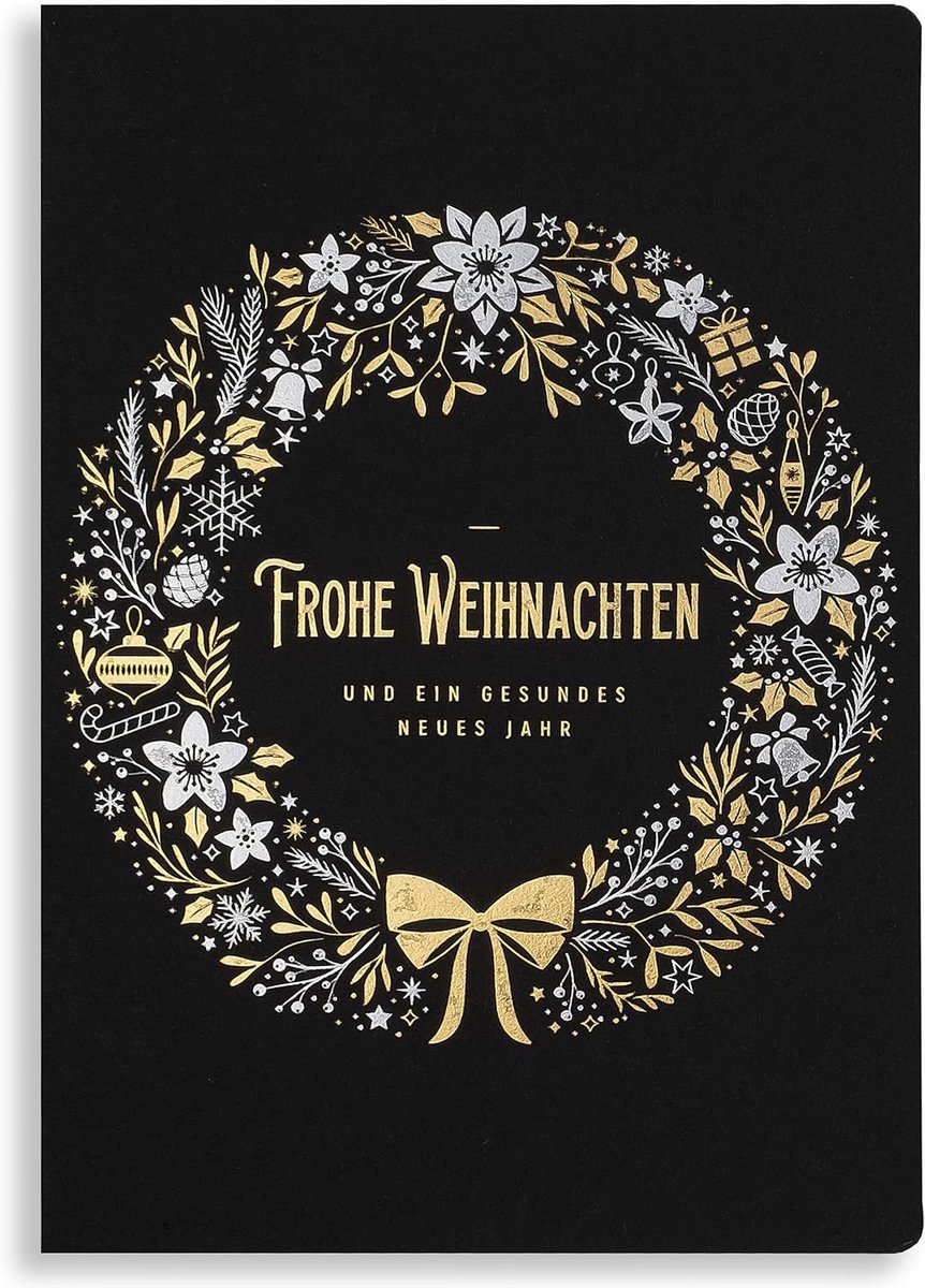 Set van 10 Luxe Kerstkaarten met Vergulde Motieven en Inzetvellen