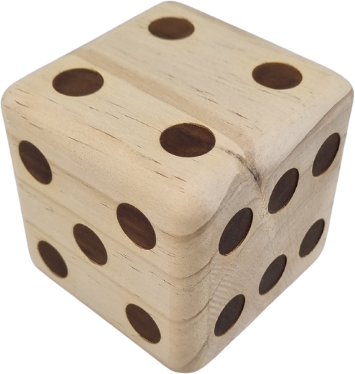 Reuzen dobbelstenen van hout - 6 dobbelstenen doorsnee 9cm