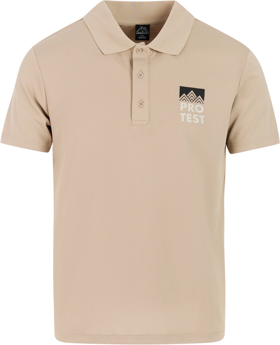 Protest PRTCallen Polo Heren Korte mouwen Normale pasvorm Knoopsluiting UV shirt Beige