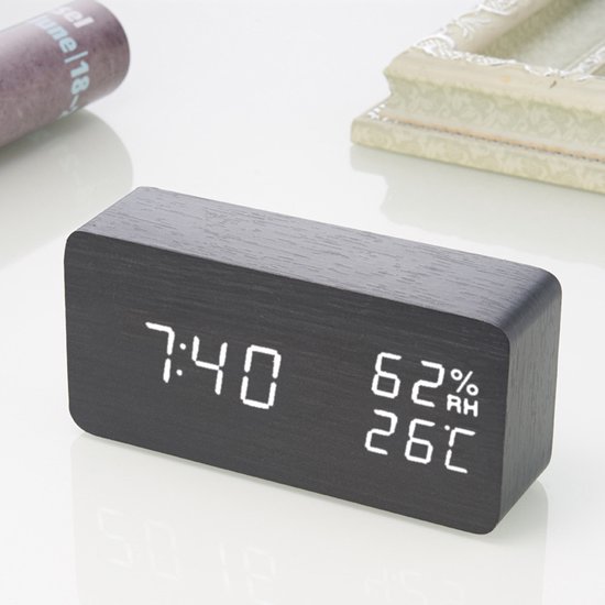 TOPINCN Houten Wekker Digitale Klok LED met