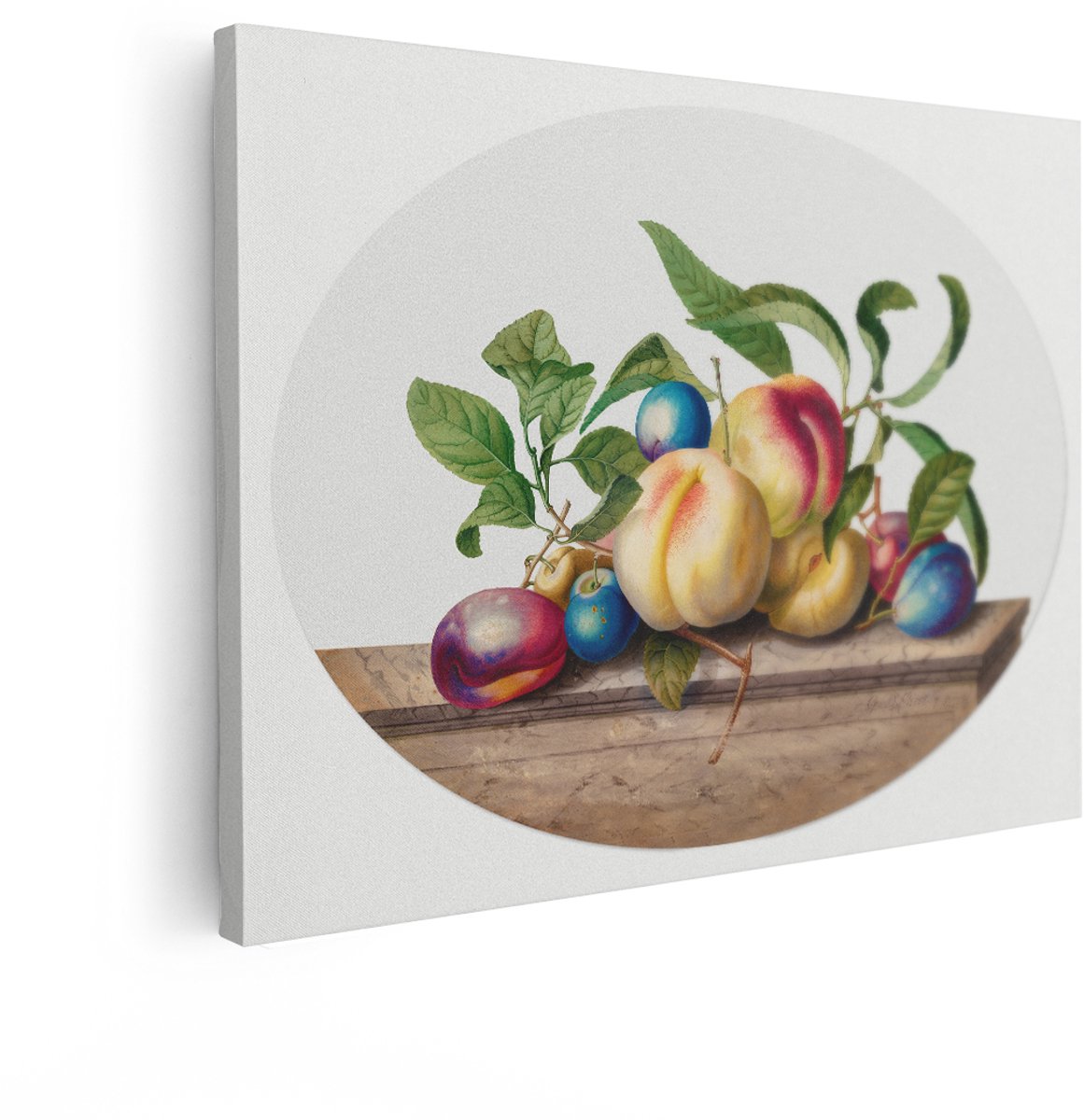 Artaza Canvas Schilderij Fruit Stilleven - 40x30 cm - Vintage Wanddecoratie Klassiek - Muu
