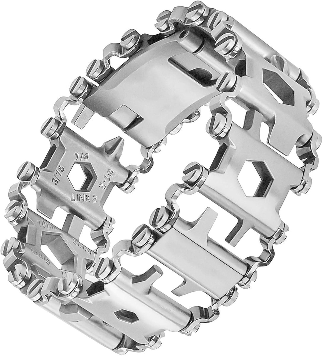 29-in-1 multitool - Roestvrijstalen band - Multifunctionele armband - Geschikt voor survival, kamperen en reizen - Zilver