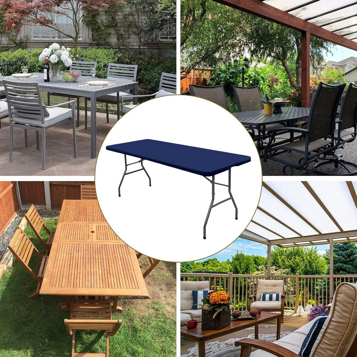 10x Tafelhoes Stretch Tafelkleed Geschikt voor 8ft Tafels Rechthoekig Blauw