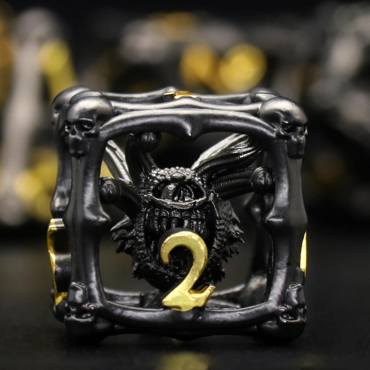 Monster Eye dobbelstenen set - 7 stuks - Koper - Zwart goud