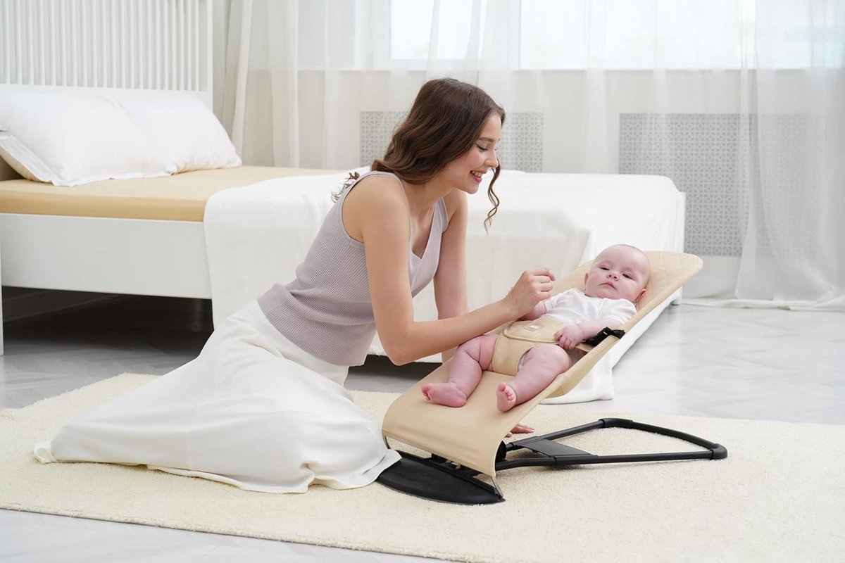 Hoes voor Babywipstoel - Gewatteerd & Hypoallergeen Katoen - Compatibel met BabyBjörn Babysitter Balance, Soft & Bliss - Ergonomische Pasvorm - Beige – foto 4