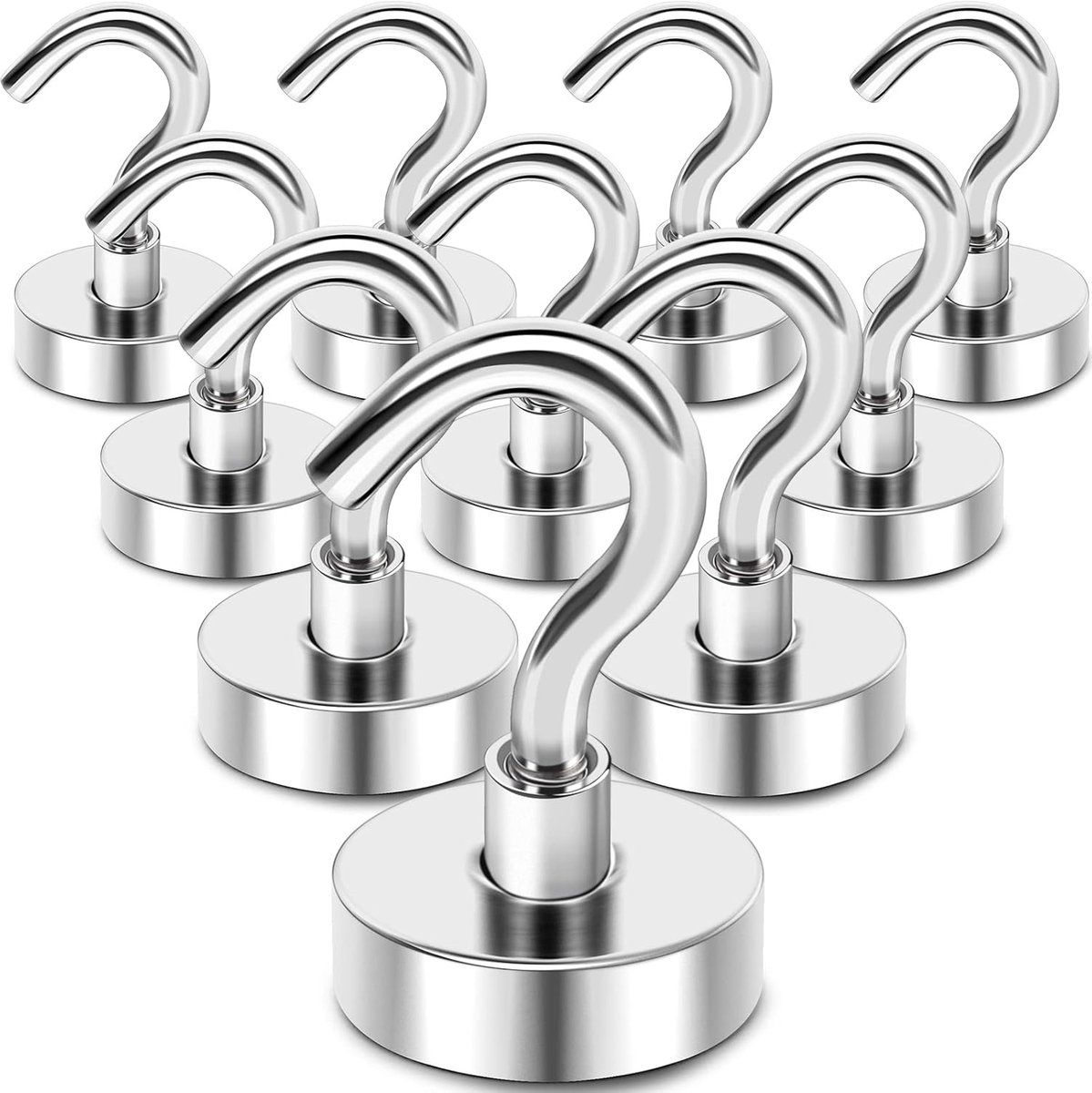 10x Sterke Magnetische Haken met Neodymium Magneet - Krachtige Ophanghaken voor Koelkast, Garage en Kasten