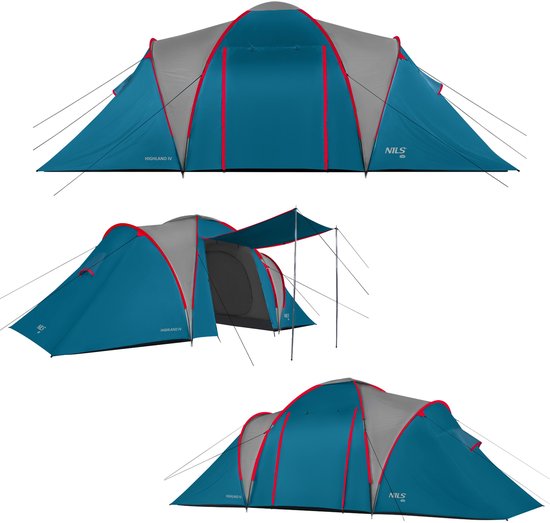 Nils Camp Highland IV - Familietent - 4 Personen - 2 Slaapkamers - Ruime Voortent - Waterdicht van Merkloos — afbeelding 2