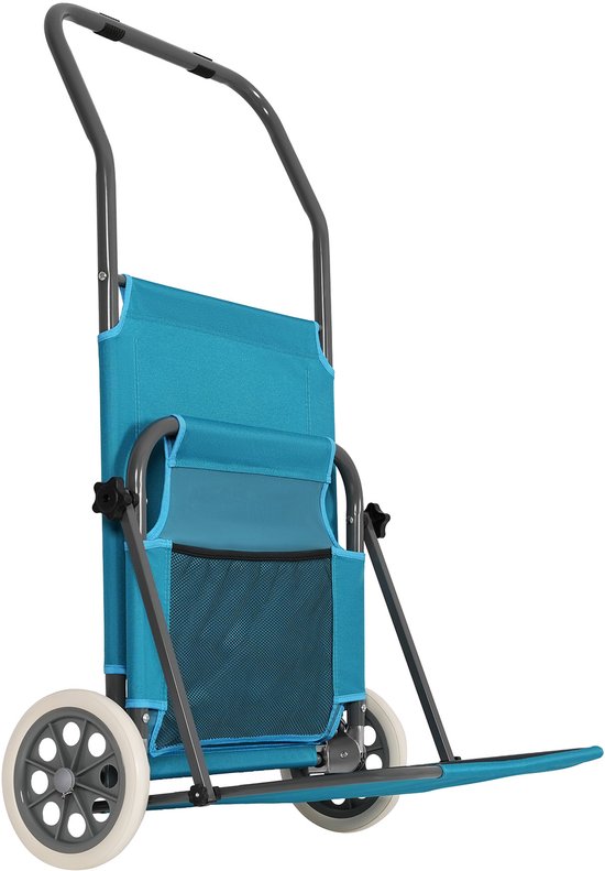 Nils Camp NC3307 Blauwe Strandligstoel met Zonnedak en Wielen van NILS CAMP — afbeelding 2