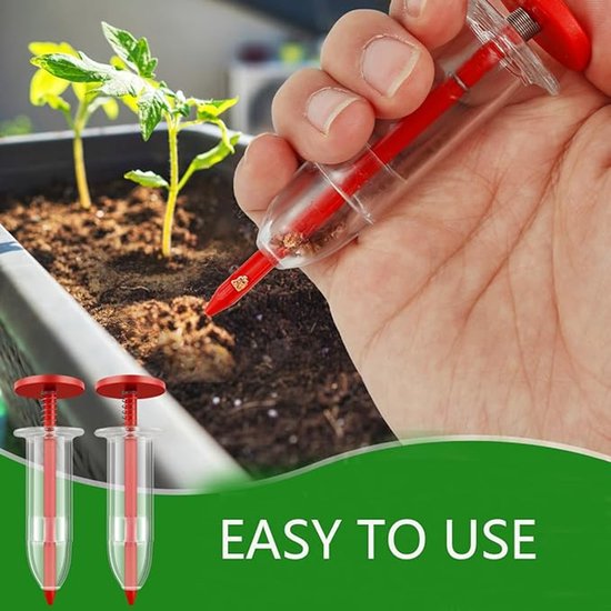 Universele 6-delige mini-zaaddispenser, mini-zaaizaaddispenser, klein zaadplantgereedschap, handmatige zaailing, handbediende zaadzaaidispenser voor kleine zaden, wit, groen, rood van Sugelary — afbeelding 5