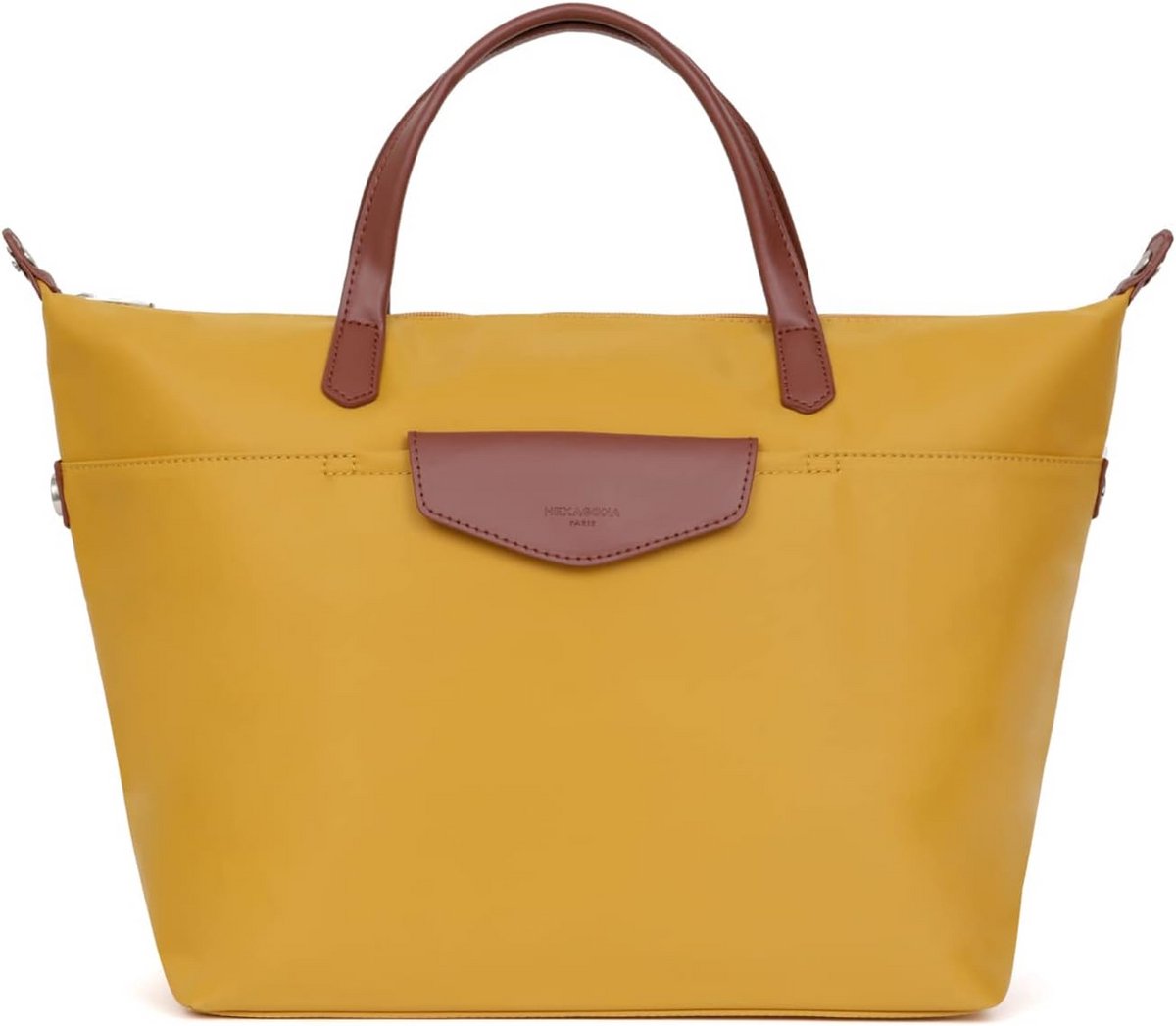 Vrouwen Nylon Handtas in Fuchsia - Hexagonale Vorm, Compact Draagtas met Afneembare Schouderband