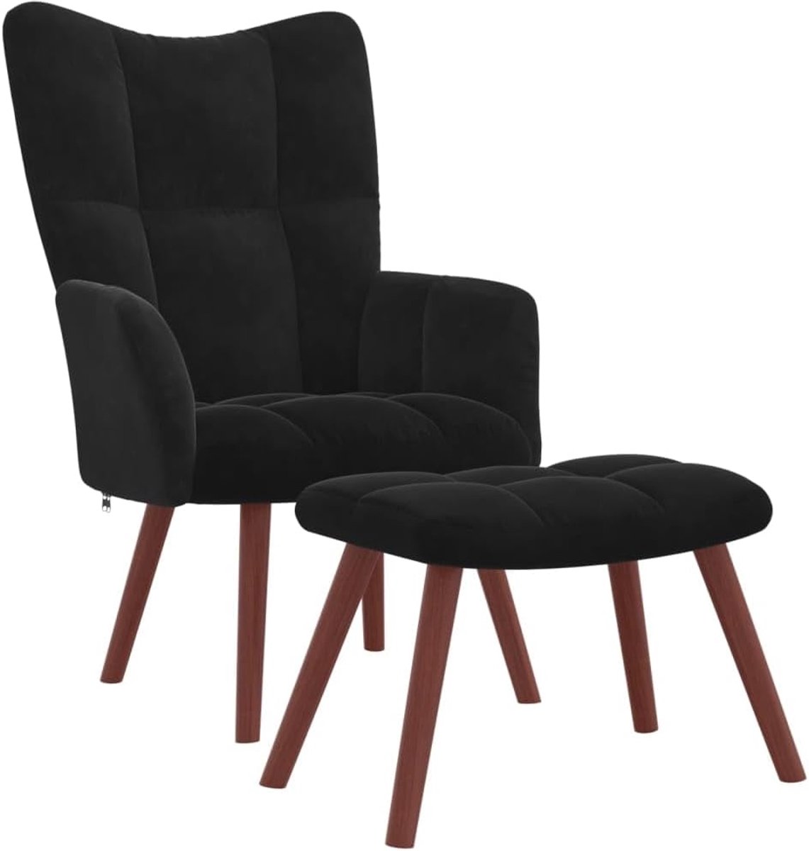 Relaxstoel met voetenbank - Fauteuil Zetel - Ontspannen Zitten - Zacht Fluweel Bekleding - 69 x 61 x 95 cm