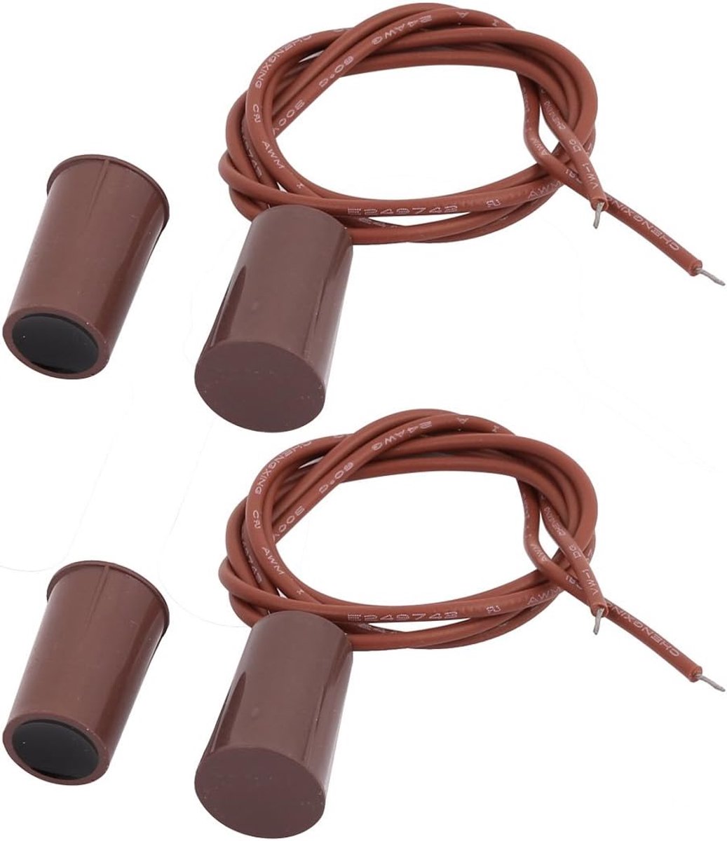 Magnetisch Deurcontact - Rietcontact Alarm - Beveiliging Huis - Verzonken Montage - Bruin