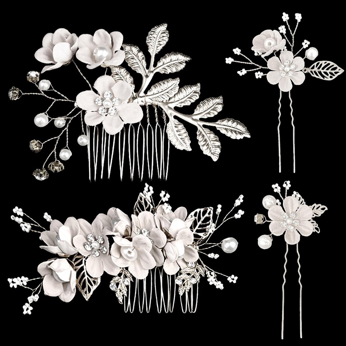 Bruids Haaraccessoires Zilveren Bloem Haarspeldjes voor Bruiloft en Feest