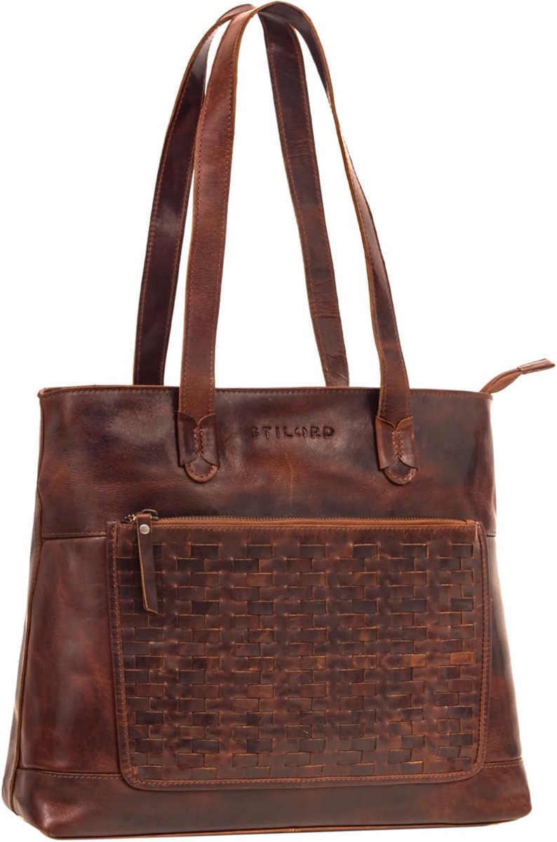 Vintage Shopper Bag met Boetseerkunst - Gemaakt van Echt Leder