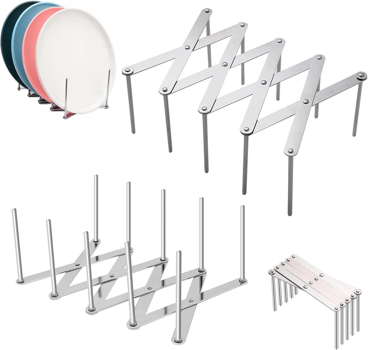 2x Verstelbare RVS BBQ Spareribs Houder & Opbergrek voor Oven en Grill
