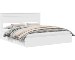 vidaXL - Opbergbed - met - hoofdeinde - met - lade - Wit - 180 - x - 200 - cm - Bewerkt - hout