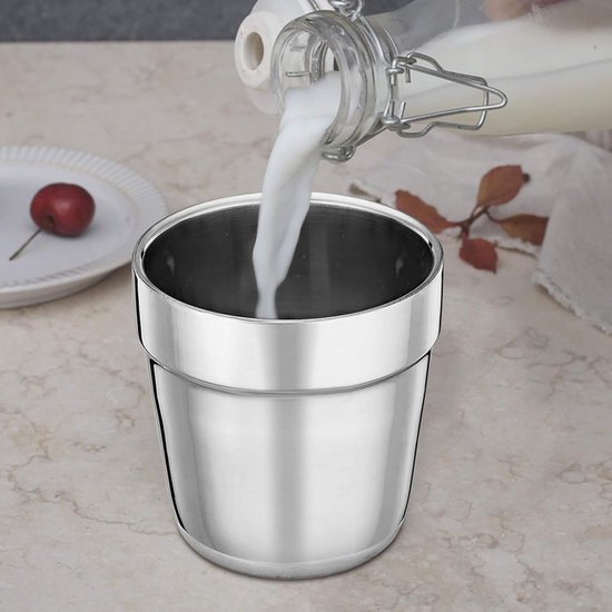 RVS Bekers - 4 Stuks - 175ml - Dubbelwandig Koffiekopjes - Geïsoleerde Espressokopjes - Stapelbaar & Onbreekbaar - Ideaal voor Camping, Reizen & Thuis - Vaatwasserbestendig — afbeelding 4